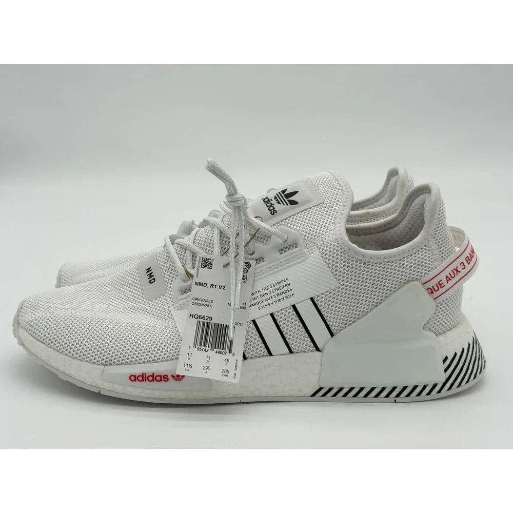Size 11.5 - adidas NMD_R1 V2 JD Sports Exclusive White Black Scarlet HQ6629